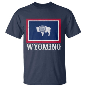 Vintage State of Wyoming Flag Bison Cheyenne Jackson Hole T Shirt TS11 Navy Print Your Wear