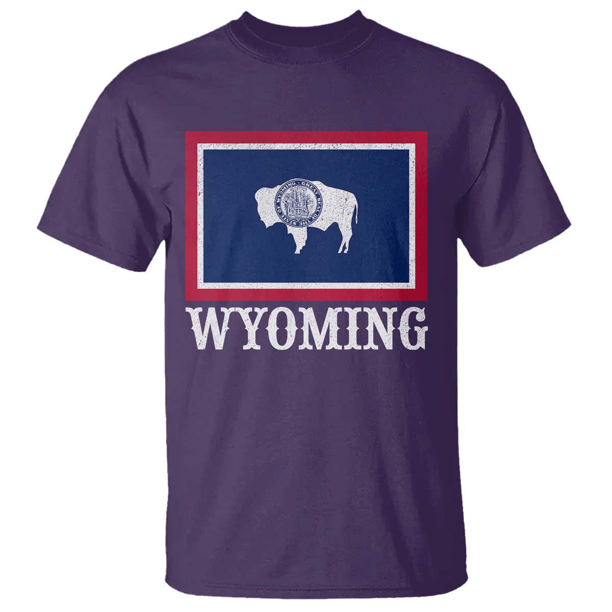 Vintage State of Wyoming Flag Bison Cheyenne Jackson Hole T Shirt TS11 Print Your Wear