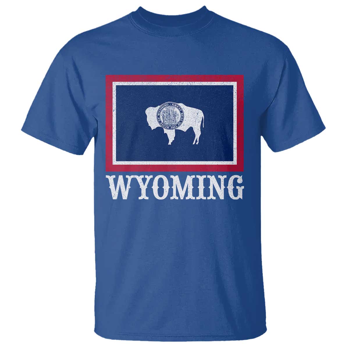 Vintage State of Wyoming Flag Bison Cheyenne Jackson Hole T Shirt TS11 Royal Blue Print Your Wear