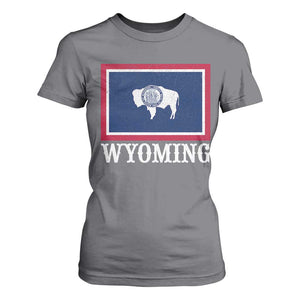 Vintage State of Wyoming Flag Bison Cheyenne Jackson Hole T Shirt For Women TS11 Charcoal Print Your Wear
