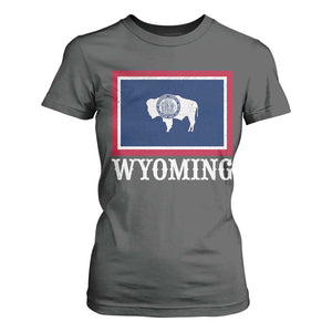 Vintage State of Wyoming Flag Bison Cheyenne Jackson Hole T Shirt For Women TS11 Dark Heather Print Your Wear