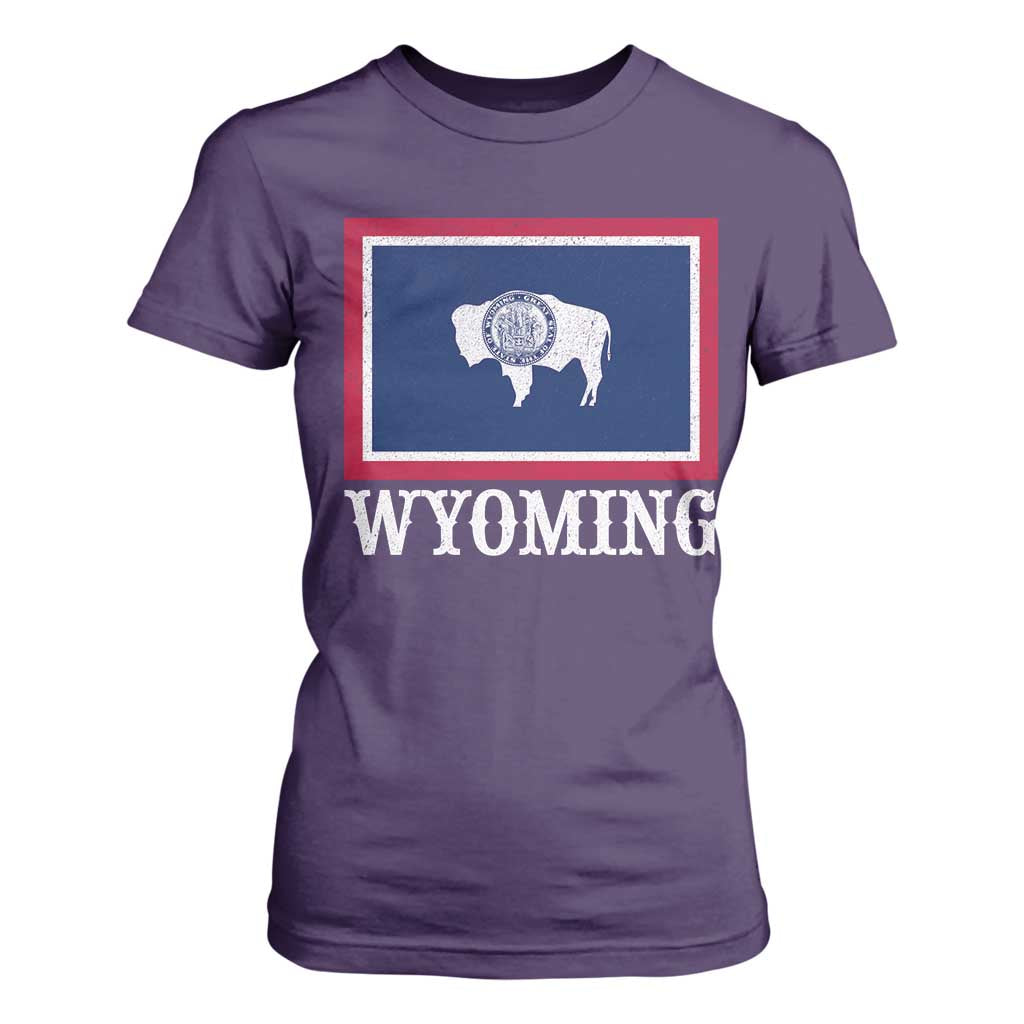 Vintage State of Wyoming Flag Bison Cheyenne Jackson Hole T Shirt For Women TS11 Purple Print Your Wear