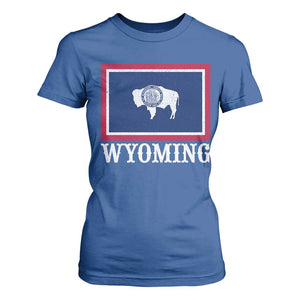 Vintage State of Wyoming Flag Bison Cheyenne Jackson Hole T Shirt For Women TS11 Royal Blue Print Your Wear