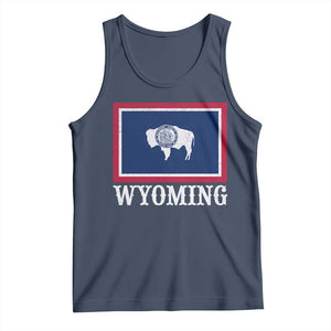 Vintage State of Wyoming Flag Bison Cheyenne Jackson Hole Tank Top TS11 Navy Print Your Wear