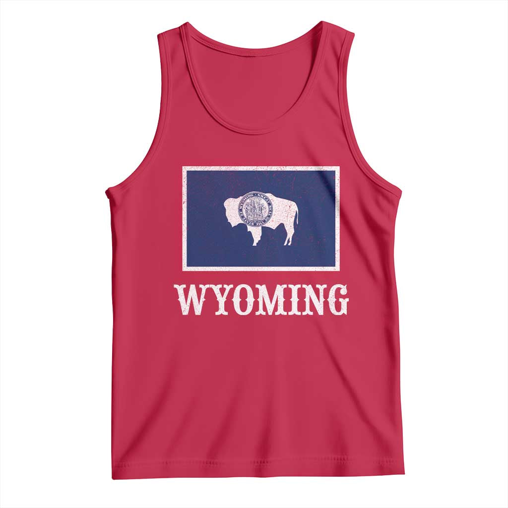 Vintage State of Wyoming Flag Bison Cheyenne Jackson Hole Tank Top TS11 Red Print Your Wear