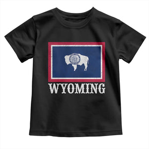Vintage State of Wyoming Flag Bison Cheyenne Jackson Hole Toddler T Shirt TS11 Black Print Your Wear