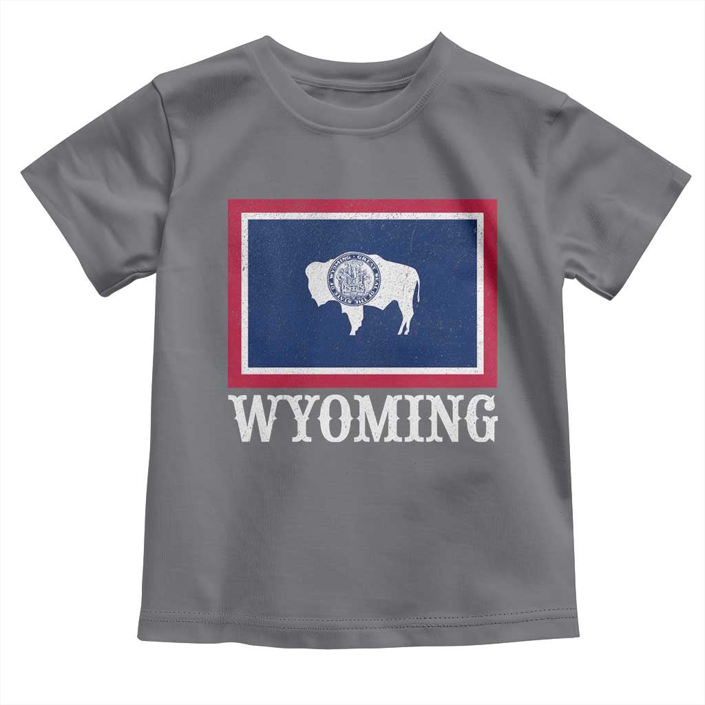 Vintage State of Wyoming Flag Bison Cheyenne Jackson Hole Toddler T Shirt TS11 Charcoal Print Your Wear
