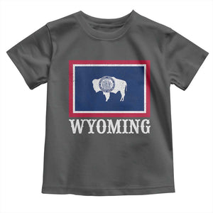 Vintage State of Wyoming Flag Bison Cheyenne Jackson Hole Toddler T Shirt TS11 Dark Heather Print Your Wear