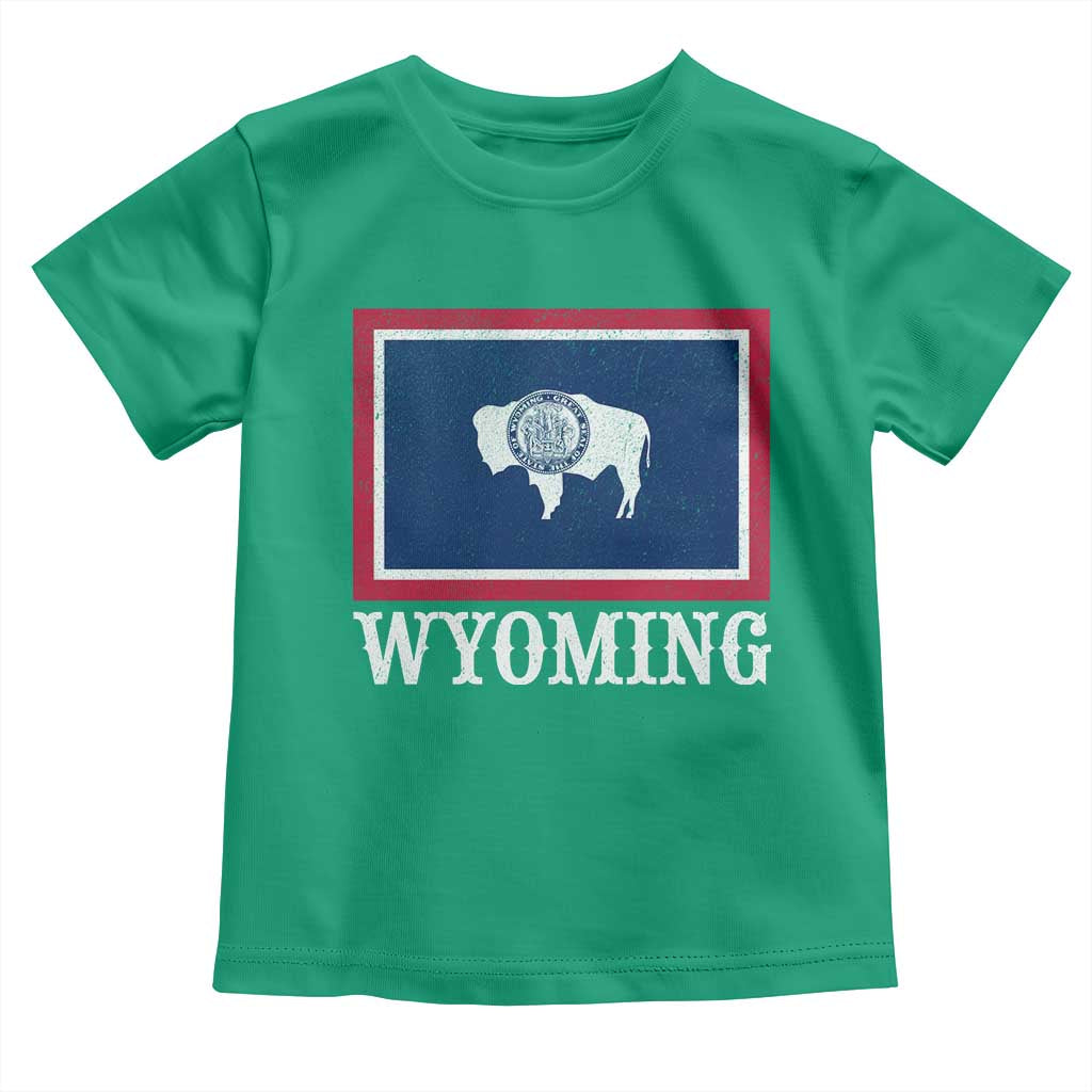 Vintage State of Wyoming Flag Bison Cheyenne Jackson Hole Toddler T Shirt TS11 Irish Green Print Your Wear