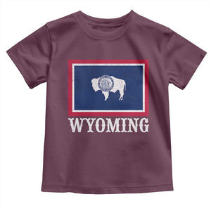 Vintage State of Wyoming Flag Bison Cheyenne Jackson Hole Toddler T Shirt TS11 Maroon Print Your Wear