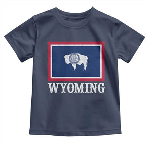 Vintage State of Wyoming Flag Bison Cheyenne Jackson Hole Toddler T Shirt TS11 Navy Print Your Wear
