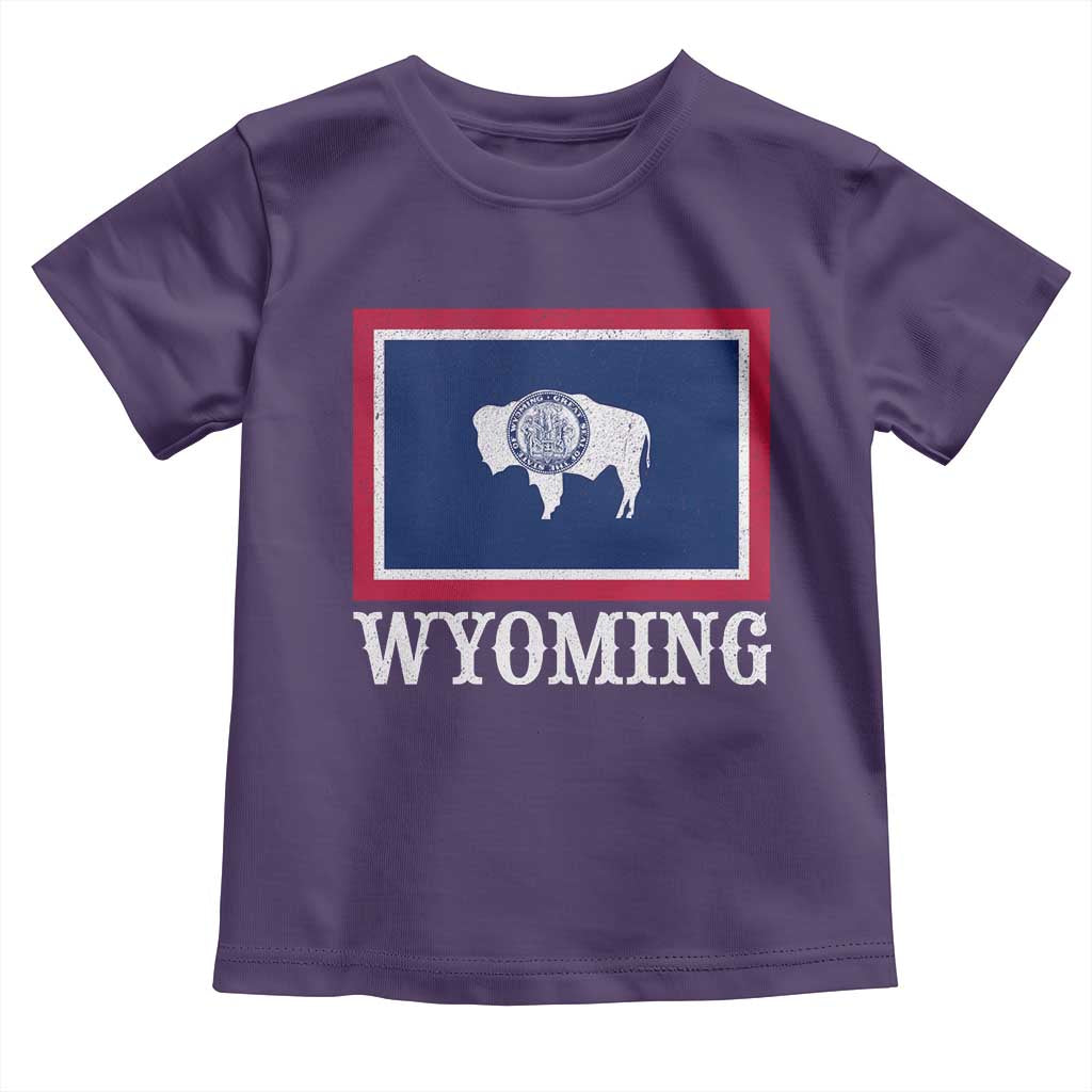 Vintage State of Wyoming Flag Bison Cheyenne Jackson Hole Toddler T Shirt TS11 Purple Print Your Wear
