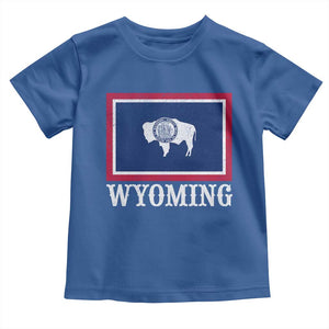 Vintage State of Wyoming Flag Bison Cheyenne Jackson Hole Toddler T Shirt TS11 Royal Blue Print Your Wear