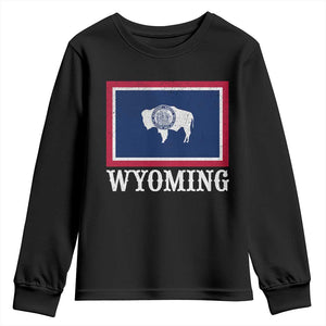 Vintage State of Wyoming Flag Bison Cheyenne Jackson Hole Youth Sweatshirt TS11 Black Print Your Wear