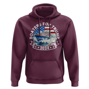 Boaters for Trump 2024 Hoodie Boat American Flag Ocean Wave TS11 Maroon Print Your Wear