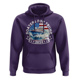 Boaters for Trump 2024 Hoodie Boat American Flag Ocean Wave TS11 Purple Print Your Wear