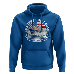 Boaters for Trump 2024 Hoodie Boat American Flag Ocean Wave TS11 Royal Blue Print Your Wear