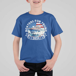 Boaters for Trump 2024 T Shirt For Kid Boat American Flag Ocean Wave TS11 Royal Blue Print Your Wear