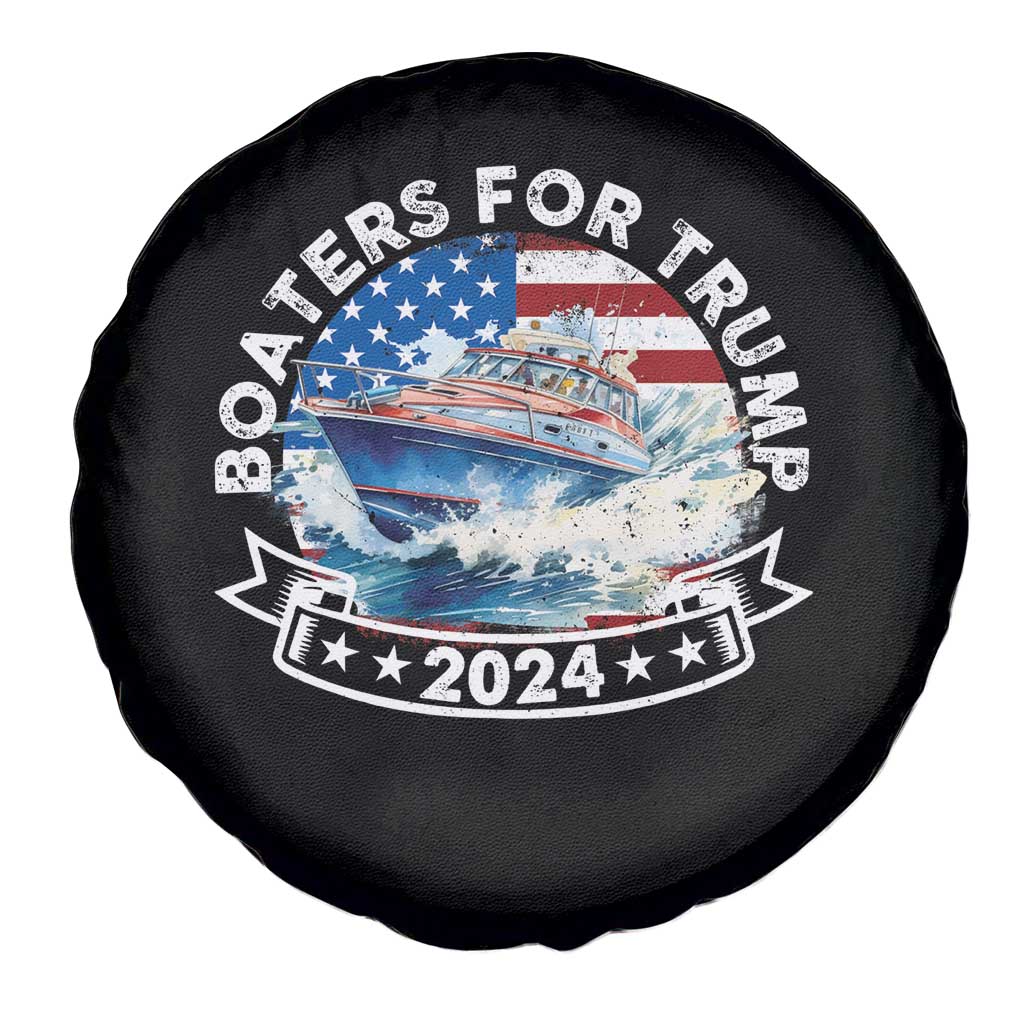 Boaters for Trump 2024 Spare Tire Cover Boat American Flag Ocean Wave TS11 Print Your Wear