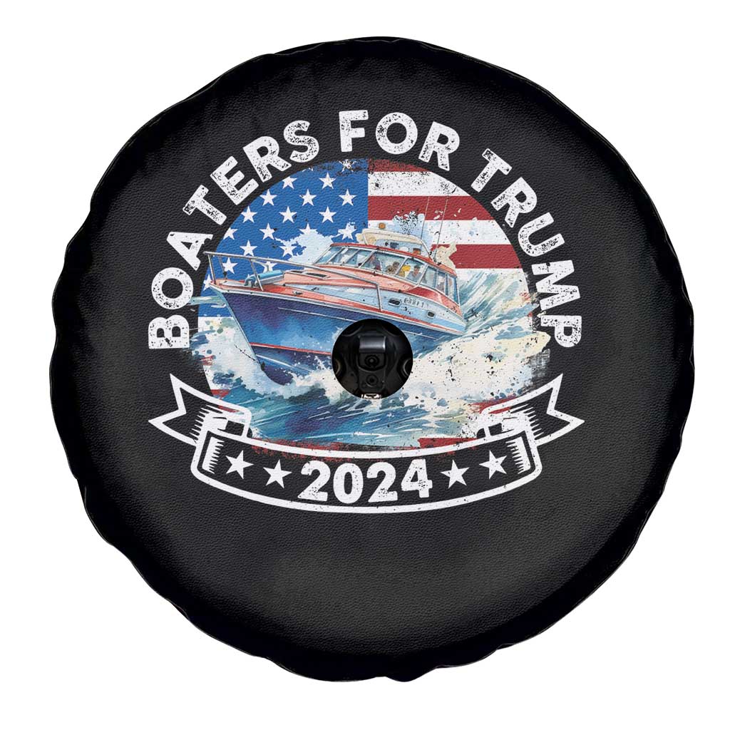 Boaters for Trump 2024 Spare Tire Cover Boat American Flag Ocean Wave TS11 Print Your Wear
