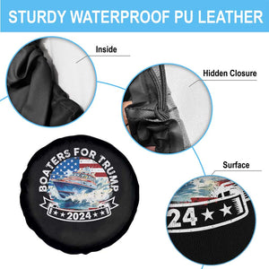 Boaters for Trump 2024 Spare Tire Cover Boat American Flag Ocean Wave TS11 Print Your Wear