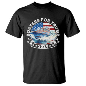 Boaters for Trump 2024 T Shirt Boat American Flag Ocean Wave TS11 Black Print Your Wear