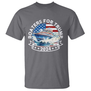 Boaters for Trump 2024 T Shirt Boat American Flag Ocean Wave TS11 Charcoal Print Your Wear