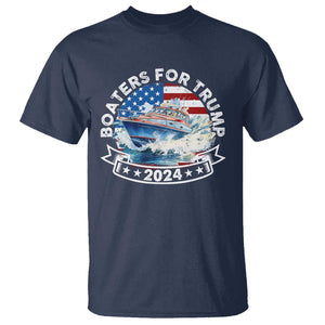 Boaters for Trump 2024 T Shirt Boat American Flag Ocean Wave TS11 Navy Print Your Wear