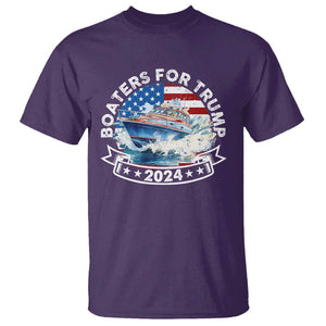 Boaters for Trump 2024 T Shirt Boat American Flag Ocean Wave TS11 Purple Print Your Wear