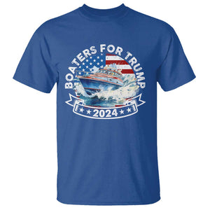 Boaters for Trump 2024 T Shirt Boat American Flag Ocean Wave TS11 Royal Blue Print Your Wear