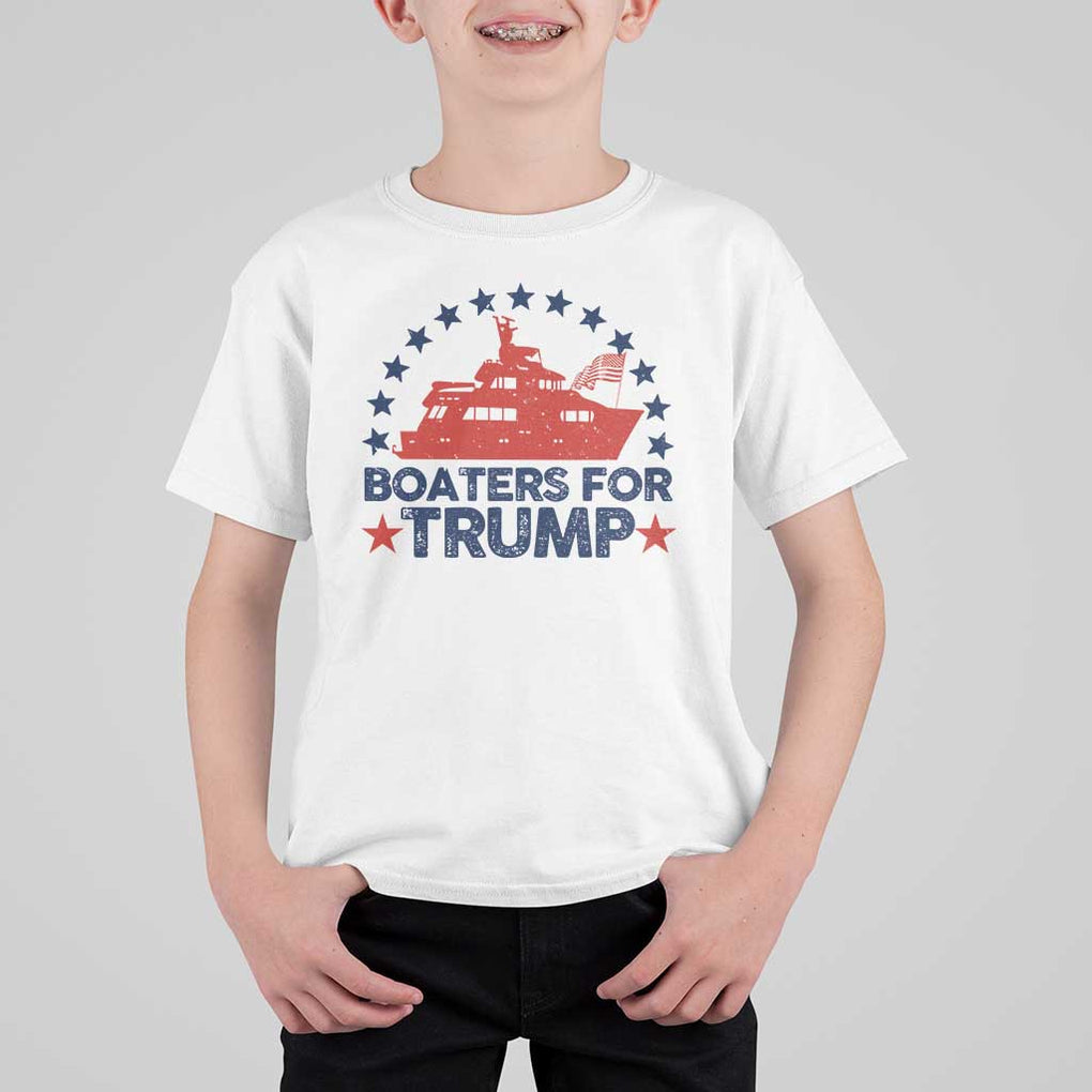 Boaters for Trump T Shirt For Kid Boat American Flag Election TS11 White Print Your Wear