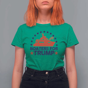 Boaters for Trump T Shirt For Women Boat American Flag Election TS11 Irish Green Print Your Wear