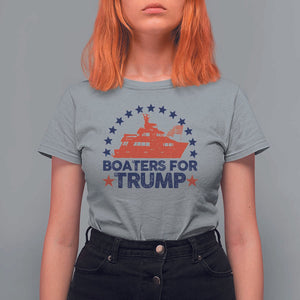 Boaters for Trump T Shirt For Women Boat American Flag Election TS11 Sport Gray Print Your Wear