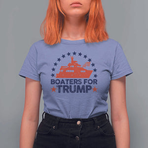 Boaters for Trump T Shirt For Women Boat American Flag Election TS11 Violet Print Your Wear