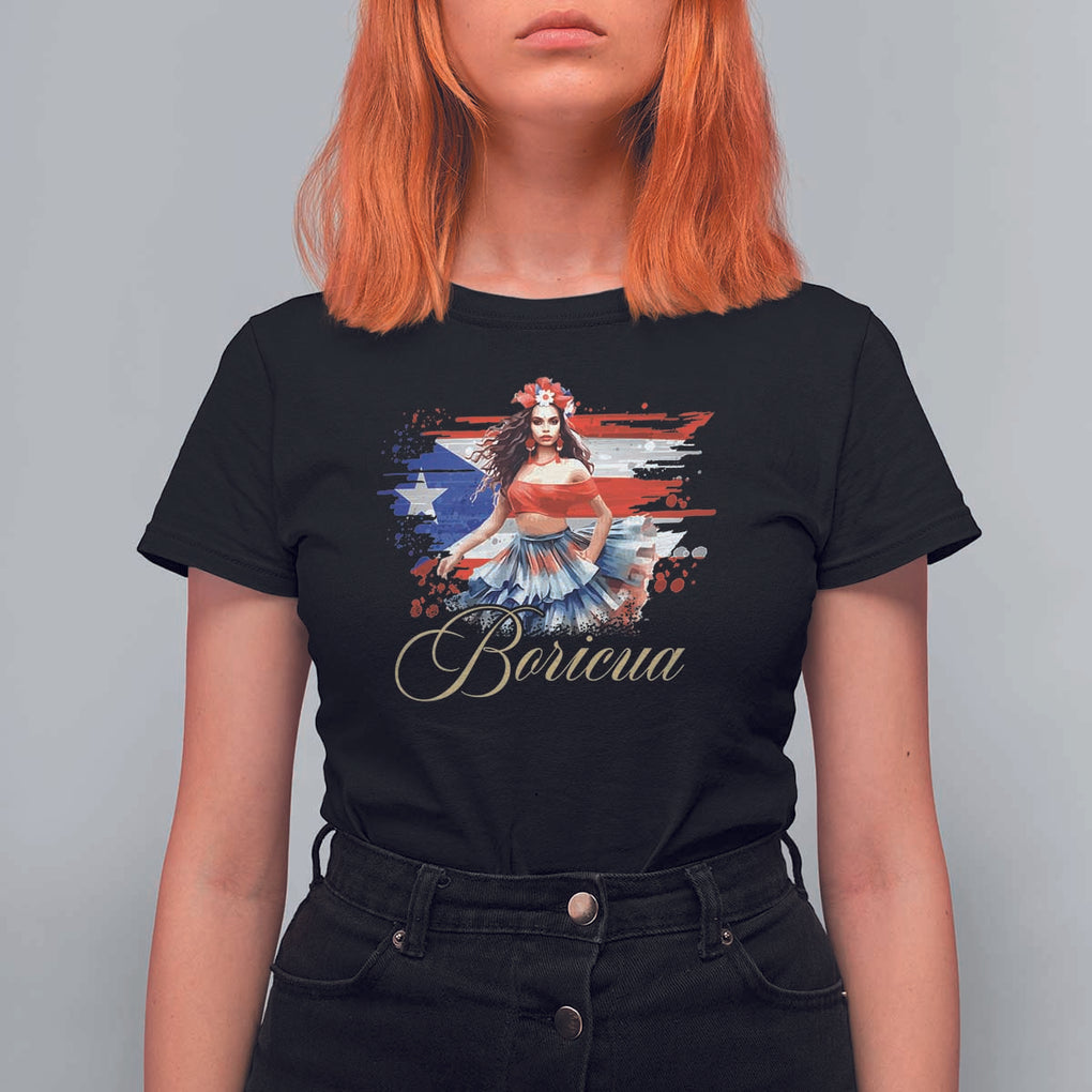 Puerto Rico T Shirt For Women Boricua Hispanic Heritage Month Bomba Dancer TS11 Black Print Your Wear
