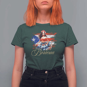 Puerto Rico T Shirt For Women Boricua Hispanic Heritage Month Bomba Dancer TS11 Dark Forest Green Print Your Wear