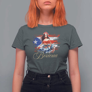 Puerto Rico T Shirt For Women Boricua Hispanic Heritage Month Bomba Dancer TS11 Dark Heather Print Your Wear