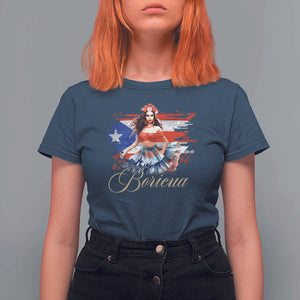 Puerto Rico T Shirt For Women Boricua Hispanic Heritage Month Bomba Dancer TS11 Navy Print Your Wear