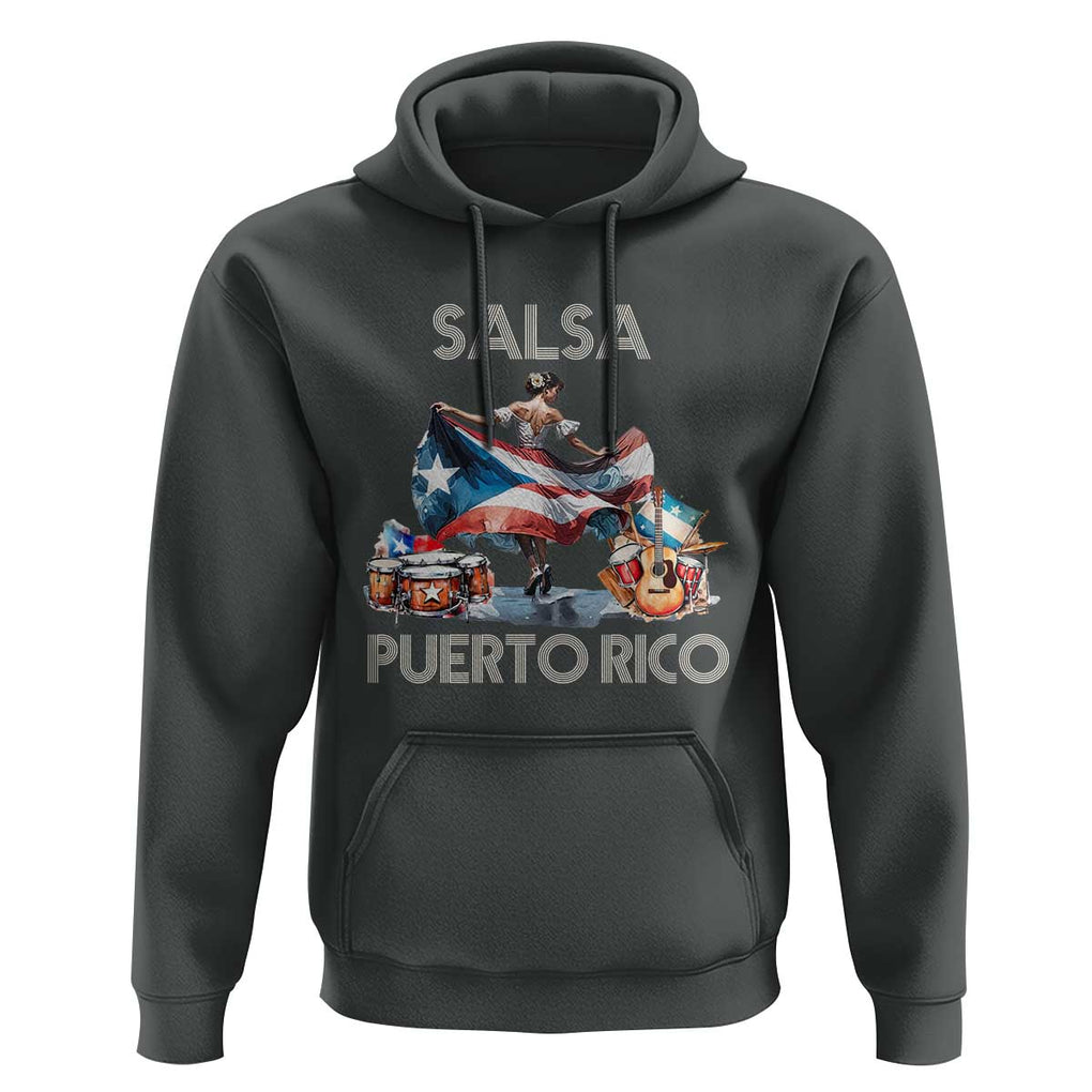 Puerto Rico Hoodie Salsa Dance Puerto Rican Flag Hispanic Heritage Month TS11 Dark Heather Print Your Wear