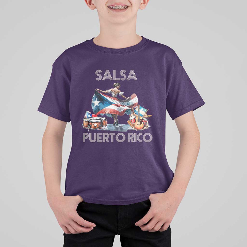 Puerto Rico T Shirt For Kid Salsa Dance Puerto Rican Flag Hispanic Heritage Month TS11 Purple Print Your Wear