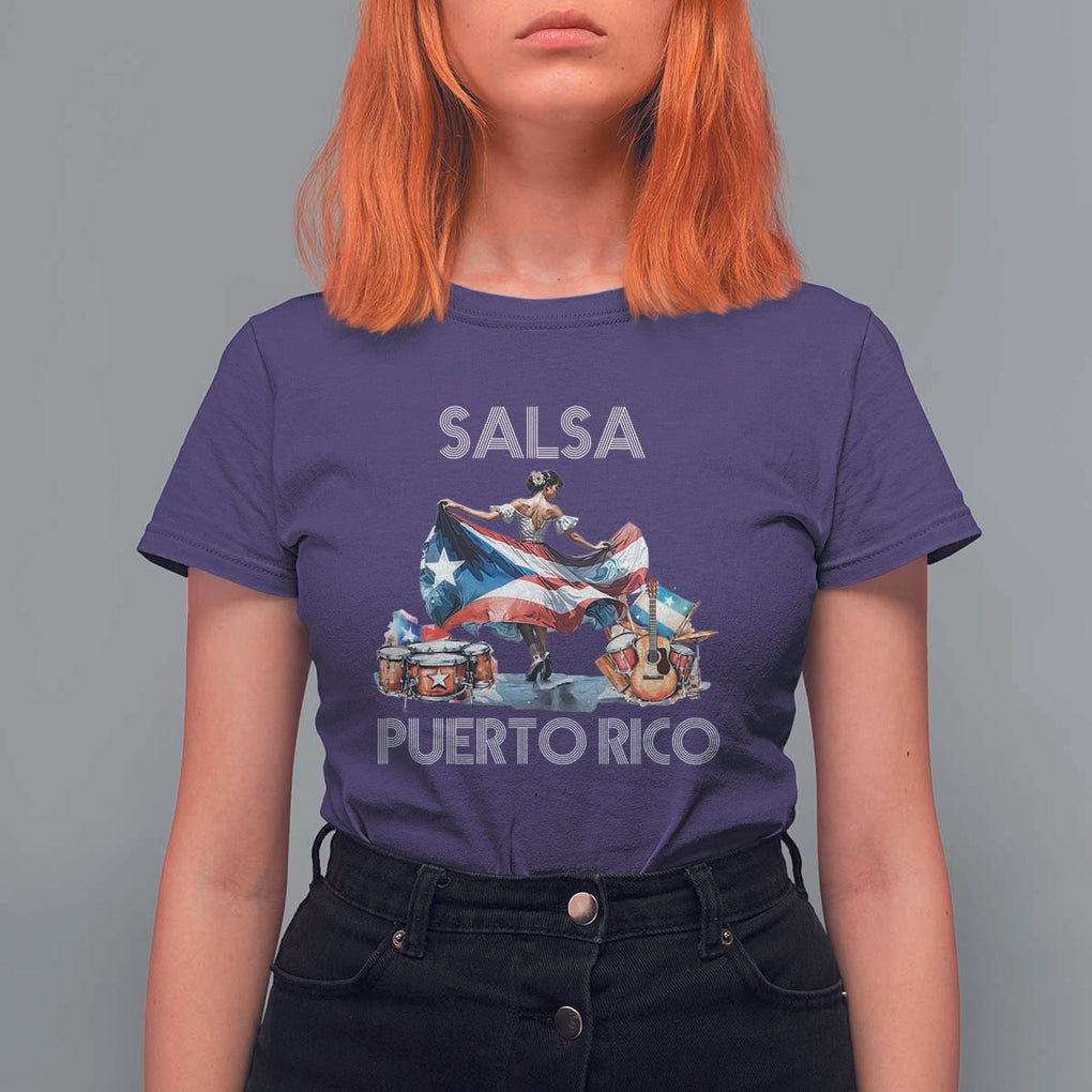Puerto Rico T Shirt For Women Salsa Dance Puerto Rican Flag Hispanic Heritage Month TS11 Purple Print Your Wear