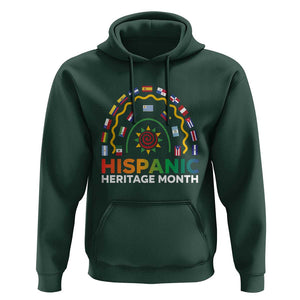 Hispanic Heritage Month Hoodie Hispanic Countries Rainbow Flag Sunflower TS11 Dark Forest Green Print Your Wear