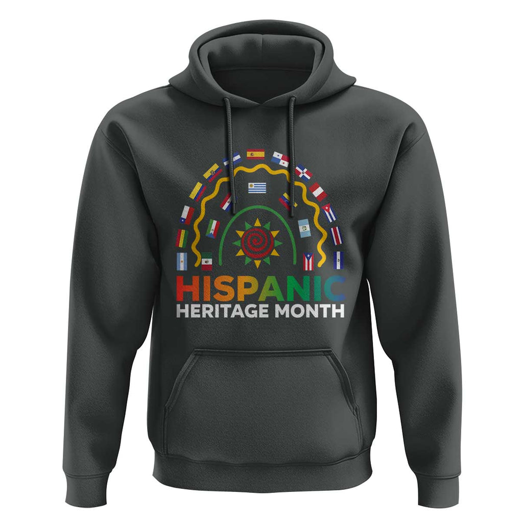 Hispanic Heritage Month Hoodie Hispanic Countries Rainbow Flag Sunflower TS11 Dark Heather Print Your Wear