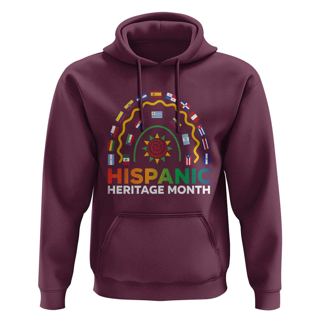 Hispanic Heritage Month Hoodie Hispanic Countries Rainbow Flag Sunflower TS11 Maroon Print Your Wear