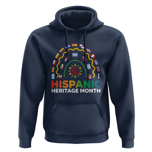 Hispanic Heritage Month Hoodie Hispanic Countries Rainbow Flag Sunflower TS11 Navy Print Your Wear