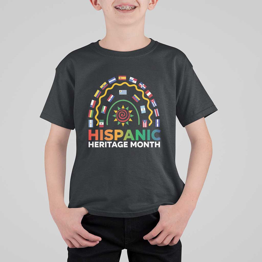 Hispanic Heritage Month T Shirt For Kid Hispanic Countries Rainbow Flag Sunflower TS11 Black Print Your Wear