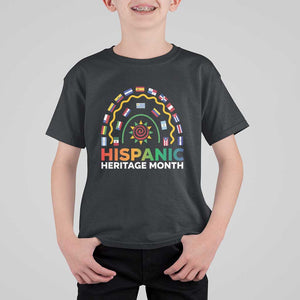 Hispanic Heritage Month T Shirt For Kid Hispanic Countries Rainbow Flag Sunflower TS11 Black Print Your Wear