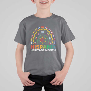 Hispanic Heritage Month T Shirt For Kid Hispanic Countries Rainbow Flag Sunflower TS11 Charcoal Print Your Wear