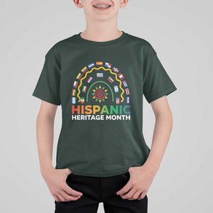Hispanic Heritage Month T Shirt For Kid Hispanic Countries Rainbow Flag Sunflower TS11 Dark Forest Green Print Your Wear