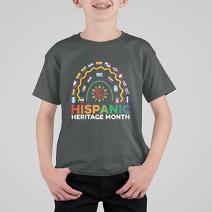 Hispanic Heritage Month T Shirt For Kid Hispanic Countries Rainbow Flag Sunflower TS11 Dark Heather Print Your Wear